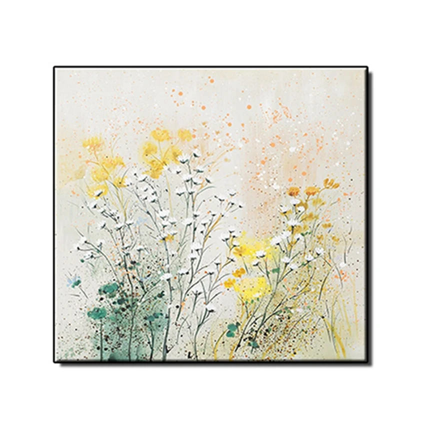 

MYT Yellow Flower Wall Picture Set Colorful Oil Painting Wall Decor Canvas Art Modern Living Room Decoration Pieces Painting Art