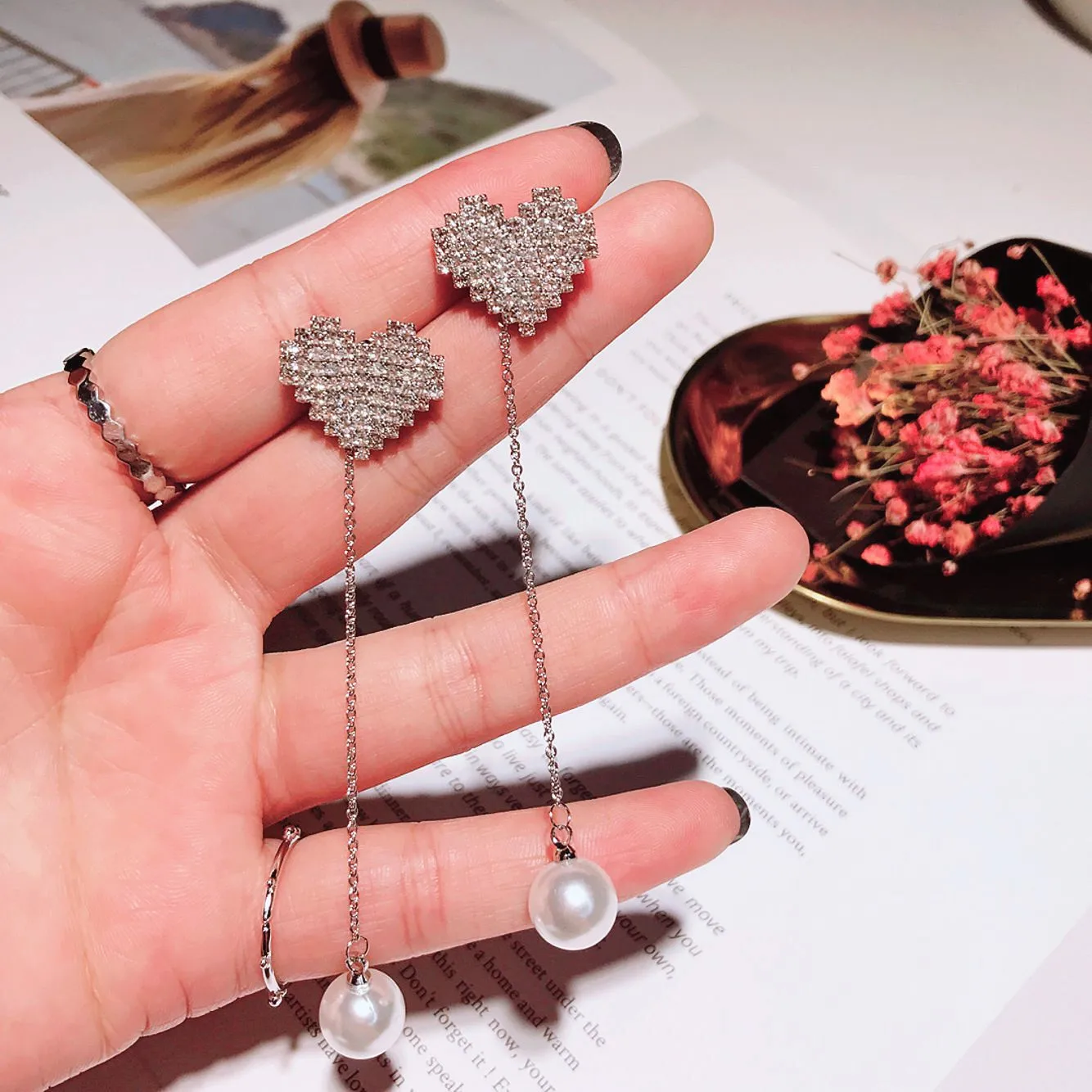 Sweet heart серьга с жемчугом и кисточкой Серебро 925 Сообщение гипоаллергенный fadeless
