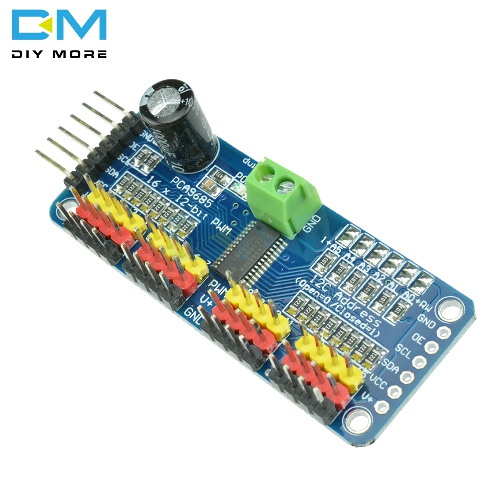 PCA9685 16CH 16-канальный видеорегистратор 12-битная ШИМ сервопривод I2C межсоединений интегральных схем интерфейсный Щит Плата расширения Модуль для Raspberry Pi сервопривод щит для Arduino