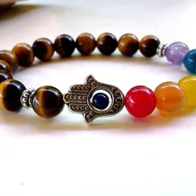 SN0294 браслет Хамса чакра Хамса Браслет хороший вид браслет "тигровый глаз" 7 Браслет Чакра девушки ювелирные изделия