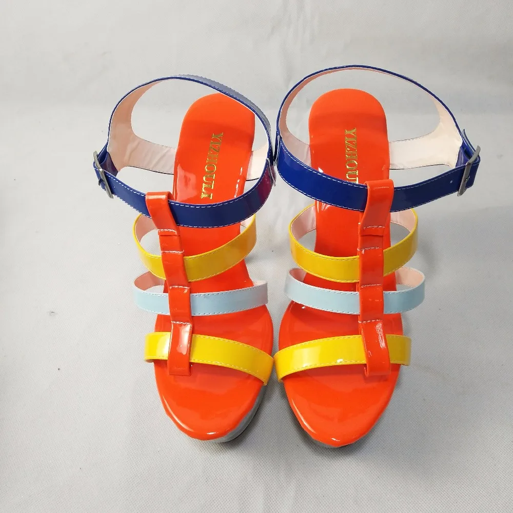 Мода Цвет Размер сцены и сандалии, 15 см, каблук модные туфли на высоком каблуке, прозрачная Водонепроницаемая платформа