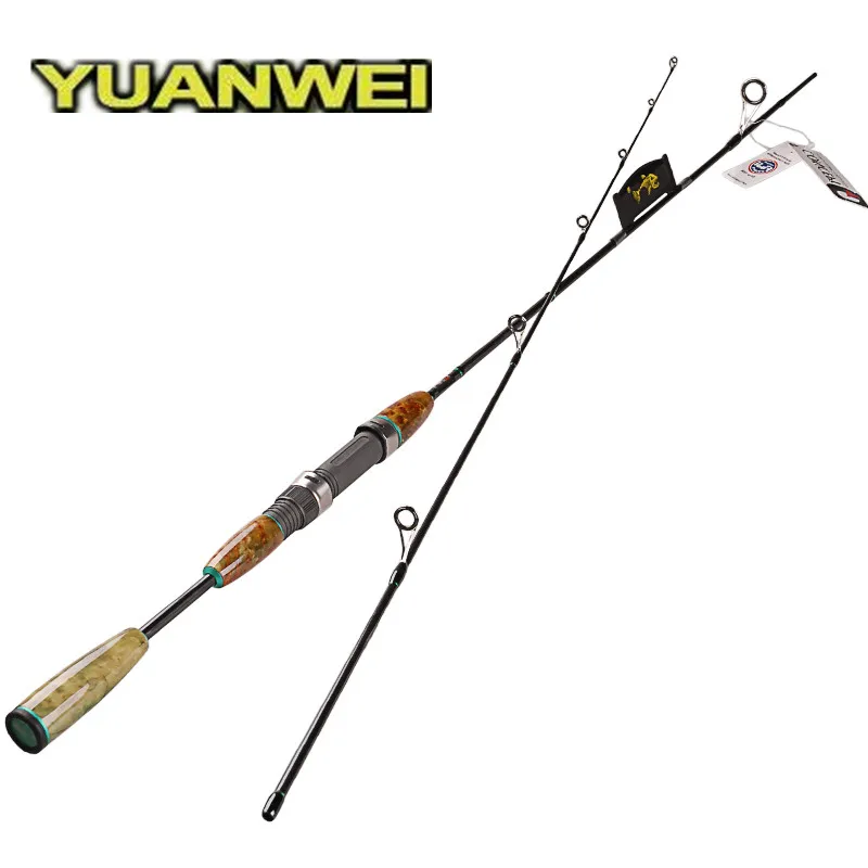 

YUANWEI 1.8m 1.98m 2.1m Spinning Fishing Rod U/UL Power Wooden Handle FUJI Guide Ring And Wheel Seat 40T Carbon Fishing Lure Rod