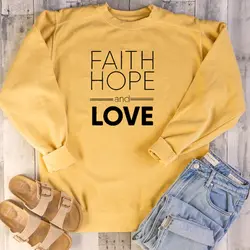 Вера, надежда и печать "Love Letter" Женская одежда толстовка вера Иисус Harajuku tumblr пуловер для девочек с принтом; христианские 90s дропшиппинг