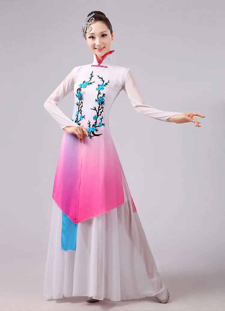 2016 Новинка Национальный костюм Yangko танцевальный костюм танец с длинным рукавом Для женщин танцор Классический этап Одежда для танцев