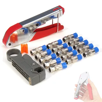 

Coaxial Cable Manual Crimping Tool Set Kit For F-Type Connector RG58 RG59 RG6 Coax Cable Crimper With Compression Connectors