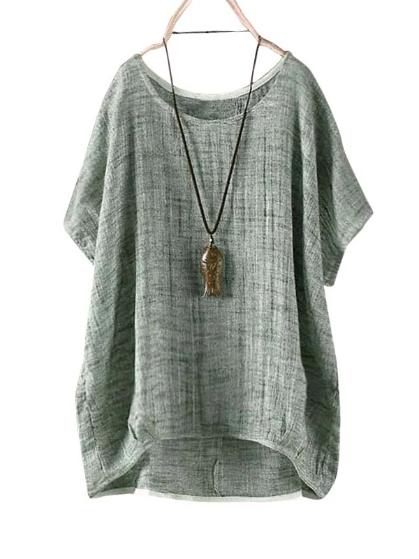 

2018 Summer Women Loose Casual Tops Baggy Short Batwing Sleeve Blouse Ladies Feminina Blusas Shirt Plain Asymmetrical Solid
