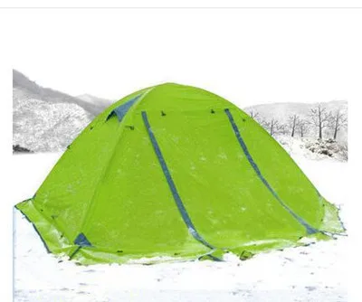 Качественная палатка Flytop: двуслойная, 2-х местная, всесезонная, с алюминиевыми дугами, с снежной юбкой - Цвет: Зеленый