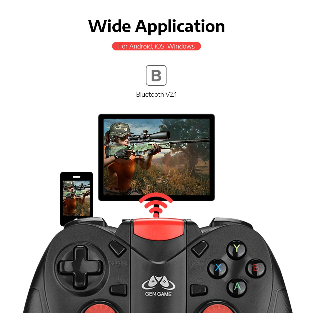 GEN GAME S6 улучшенная версия беспроводной игровой контроллер Bluetooth 2,1 подключение и беспроводное подключение 380 мАч литий-ионный аккумулятор