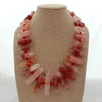 

20" Lepidocrocite Quartz Double Terminated Pointed Center Drilled Necklace