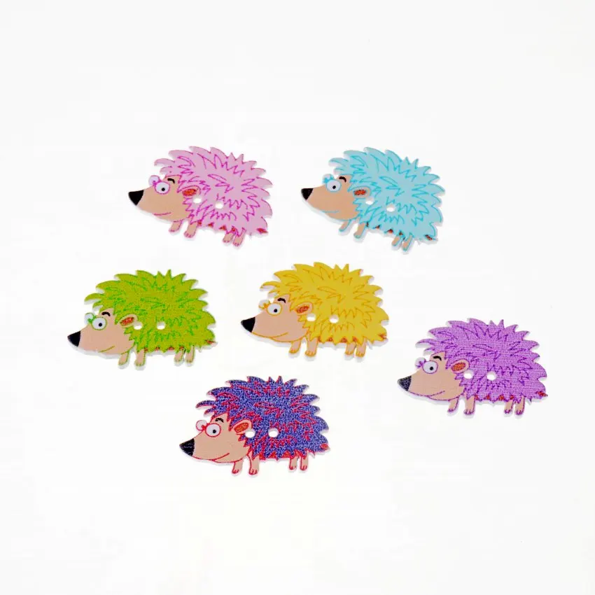 

Free Shipping Retail 10Pcs Random Mixed Lovely Hedgehog Style 2 Holes Cartoon Wood Sewing Buttons Scrapbooking 33x23mm F1590