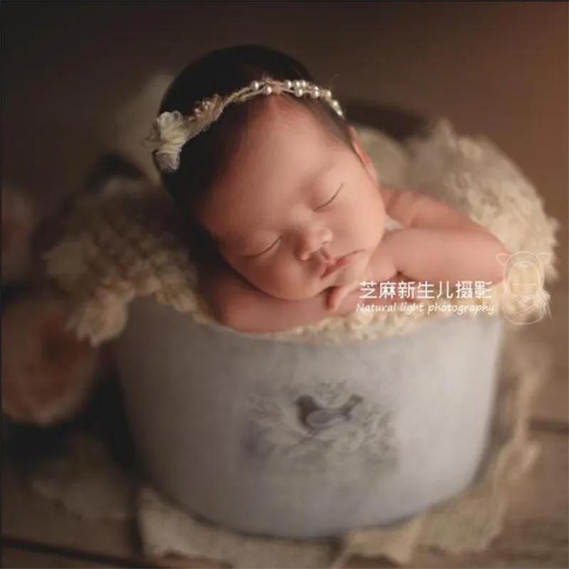 

Studio Props Photography Baby Props Photo Vintage Print Bucket Posing Newborn Flokati Prop for Shooting Fotografia Recien Nacido