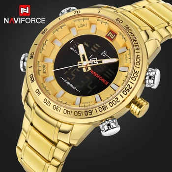 

Top Brand NAVIFORCE Men's Sport Watches Men Quartz Analog LED Clock Male Full Steel Military Waterproof Watch Relogio Masculino