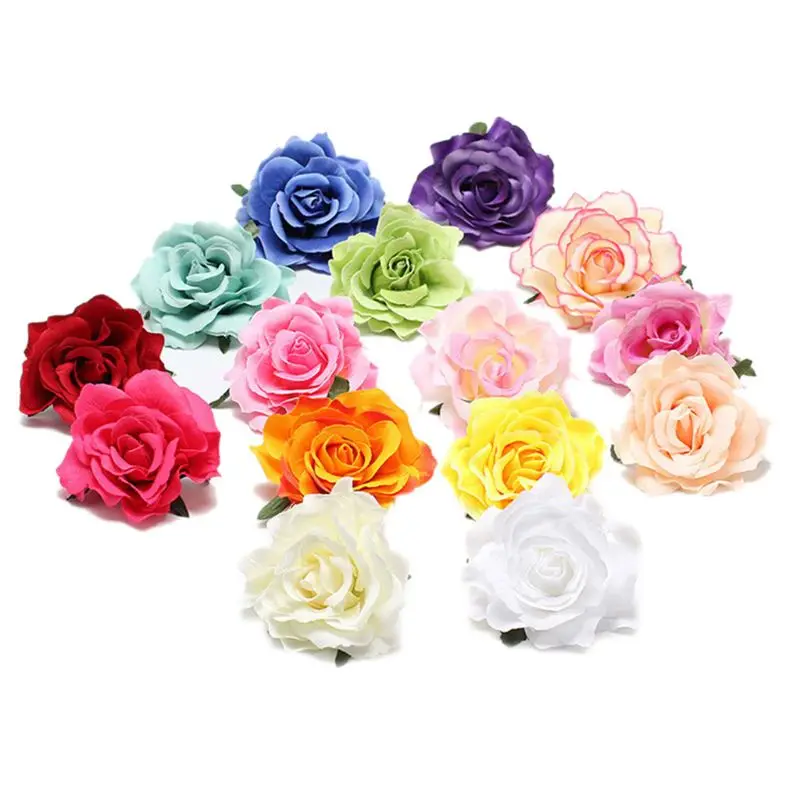 В богемном стиле пляжная Женская утконоса заколки для волос клип яркие Цвет искусственный Распустившийся цветок розы свадебные наручные корсаж брошь на булавке в случайном порядке