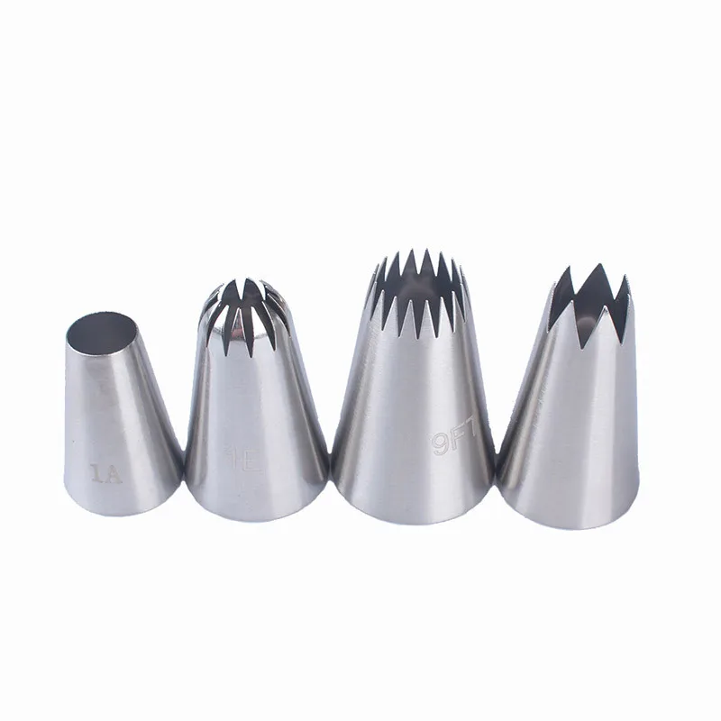 

4 Pcs/lot Large Icing Piping Nozzle Russian Pastry Tips Baking Tools Cakes Decoration Set Stainless Steel Nozzles