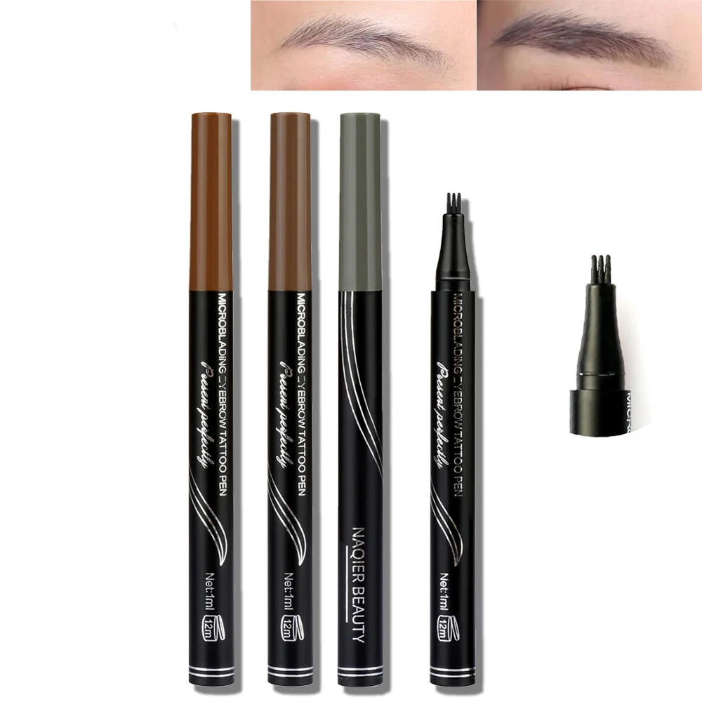 1 Pc 3 Head Microblading Tattoo Eyebrow Pencils Waterproof Fork tip Eyebrow Tattoo Pen Fine