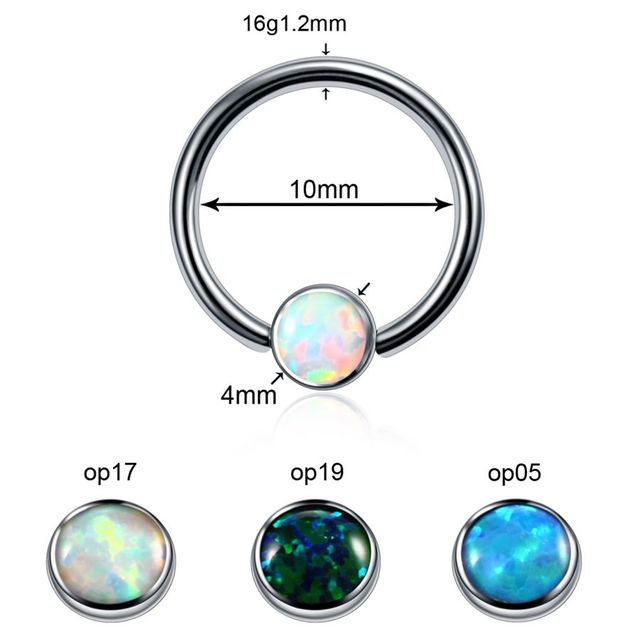 Titanium Labret Nostril Vagina CBR Piercings Opal Ear Septum Helix Cartilage Opal BCR Piercings Micro Dermal Anchor Jewelry