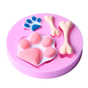 

The Dog Footprint And Bones Cake Molds Chocolate Mould For The Kitchen Baking Clay Mold Sugarcraft Decoration Tool D470