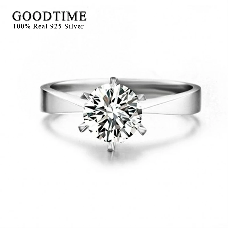 Женское кольцо из серебра 925 пробы с фианитом 6 мм|engagement ring|wedding rings for womenwedding |