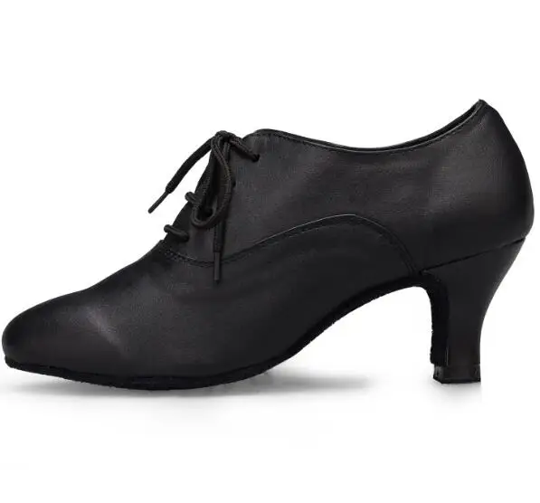 Женская танцевальная обувь из натуральной кожи; модная обувь для бальных танцев, сальсы, танго, квадратной формы; Черная Женская обувь; сезон зима-осень; JuseDanc - Цвет: black heel 7cm