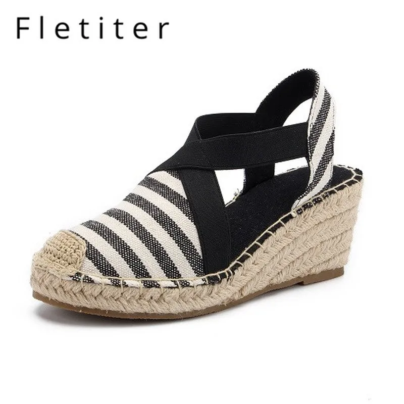 

Summer Shoes Platform Sandals Women Round toe High Wedges Heel Slip on Sandalia Fringe Espadrilles Female Sandals Shoes Fletiter