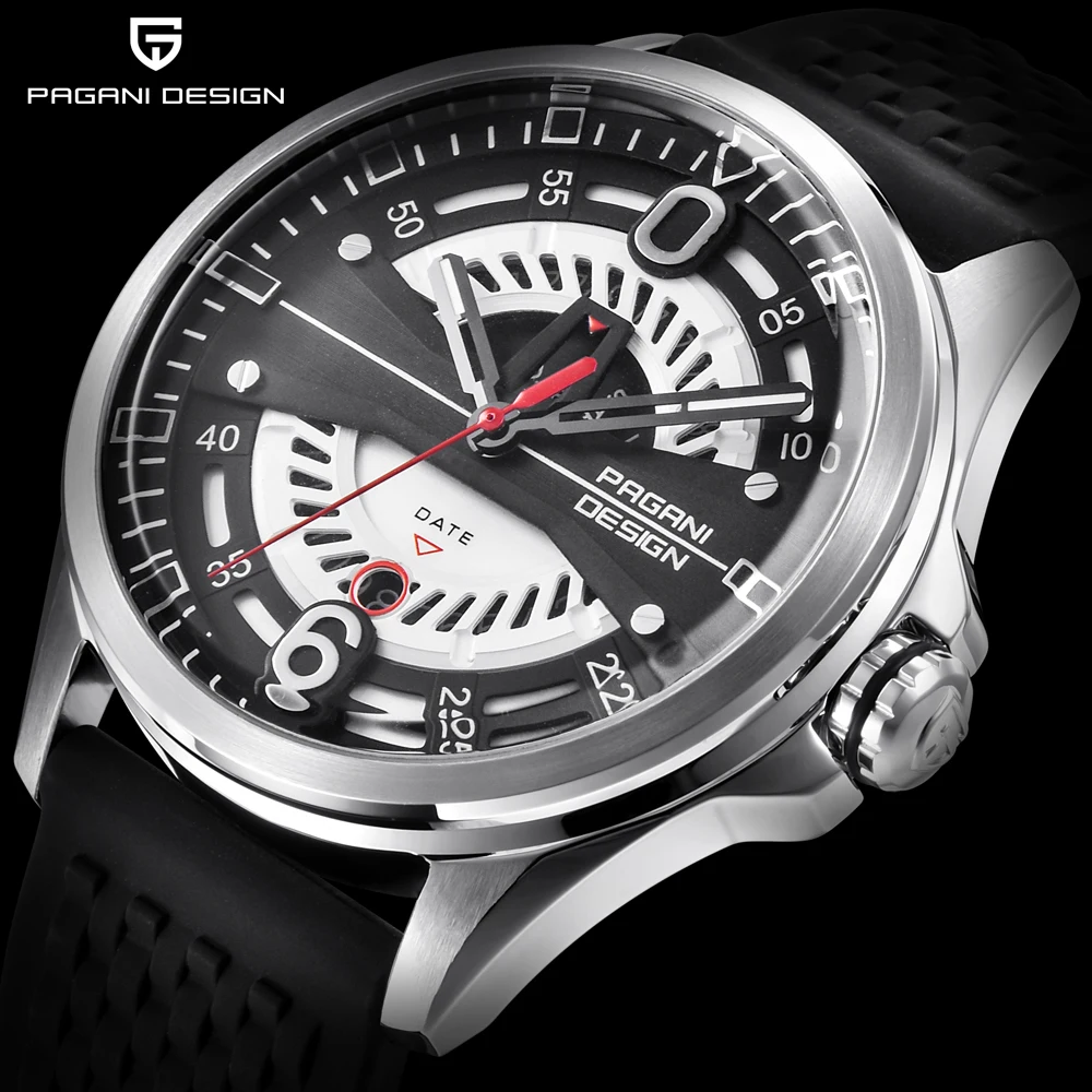 

PAGANI DESIGN Brand Fashion Men's Watch Skeleton Dial Japanese Quartz Waterproof Clock Silicone Strap Wrist watches Dropshipping
