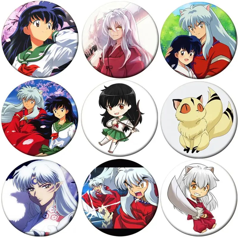 1pcs Anime Inuyasha Cosplay Badge Cartoon Higurashi Kagome Sesshoumaru