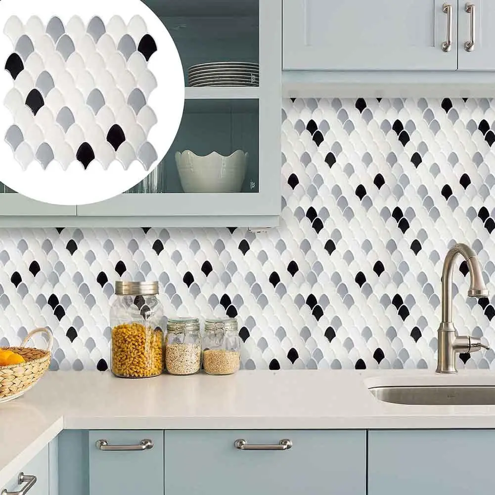 

3D-Self Adhesive Removable Fish Scale Wall Sticker DIY Tile Decal Home Decor