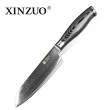 XINZUO 5″ inch santoku knife Japanese Damascus kitchen knives Japan VG10 chef knife double forged steel k133pkka wood handle