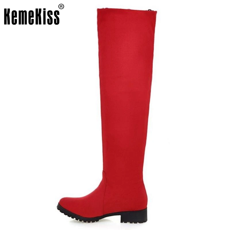 

Women Round Toe Over Knee High Boots Sexy Ladies Lace Low Heel Shoes Woman Fashion Autumn Winter Botas Mujer Size 32-50