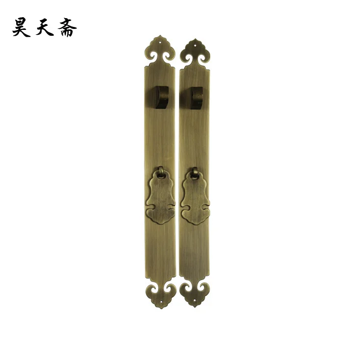 

[Haotian vegetarian] new classical Chinese antique copper door lock handle HTC-307 antique brass handle