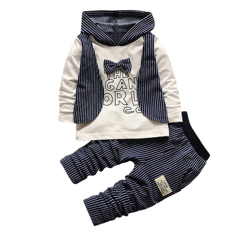 

2Pcs Infant Toddler Baby Boys Stripe Hoodie Tops+Pants Outfits Clothes Set Roupa infanti Costume pour enfants Kinderpak A1