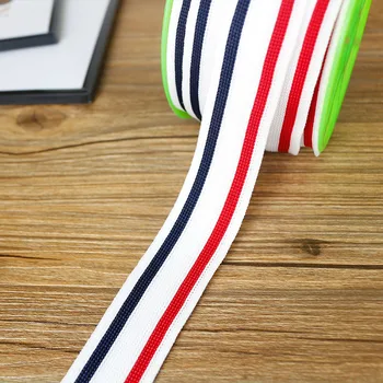 

25mm wide White red navy blue webbing 65meters/lot for clothe Striped Sailor