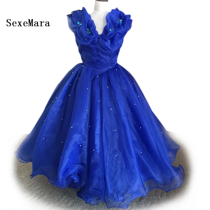 

Real Picture Royal Blue Cinderella Dress for Girls Wedding Party Gown Lovely Mother Daughter Organza Girls Pageant Party Dress