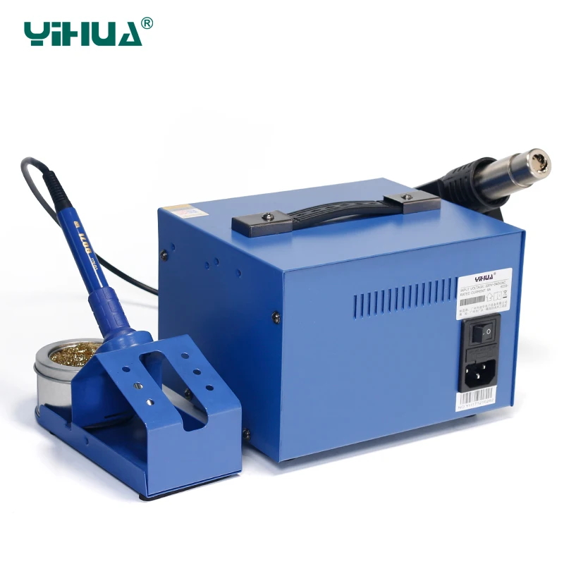 Паяльная станция YIHUA 992D с горячим воздухом SMD синий держатель железа из