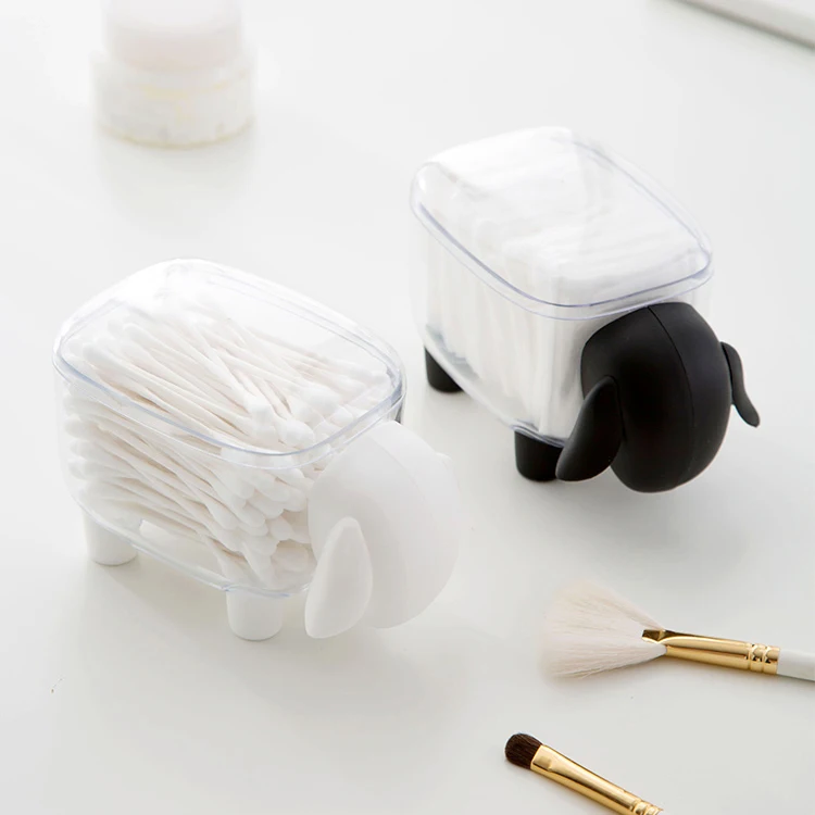 Cute Sheep Dust-proof Cosmetic Storage Box Visible Desktop Cotton Swab Tissue Articles Organizer Sundries Container Cute Sheep Dust-proof Cosmetic Storage Box Visible Desktop Cotton Swab Tissue Articles Organizer Sundries Container