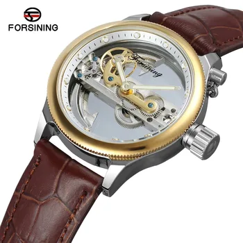 

FORSINING Men's New Arrival Luxury Automatic Movement Popular Unique Style Genuine Leather Strap Skeleton Wristwatch FSG9418M3S9