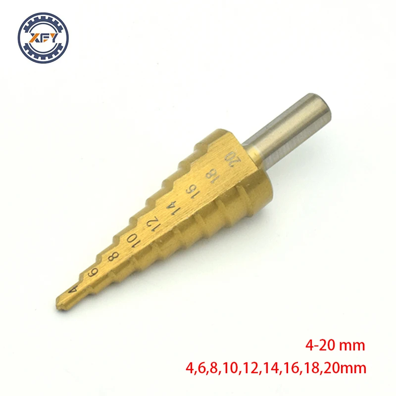 

4-20mm Titanium Hss Step Cone Drill Bits Hole Cutter Bit Set Edges Step Drill Bit Reamer Metal Triangle Shank Drill Countersink