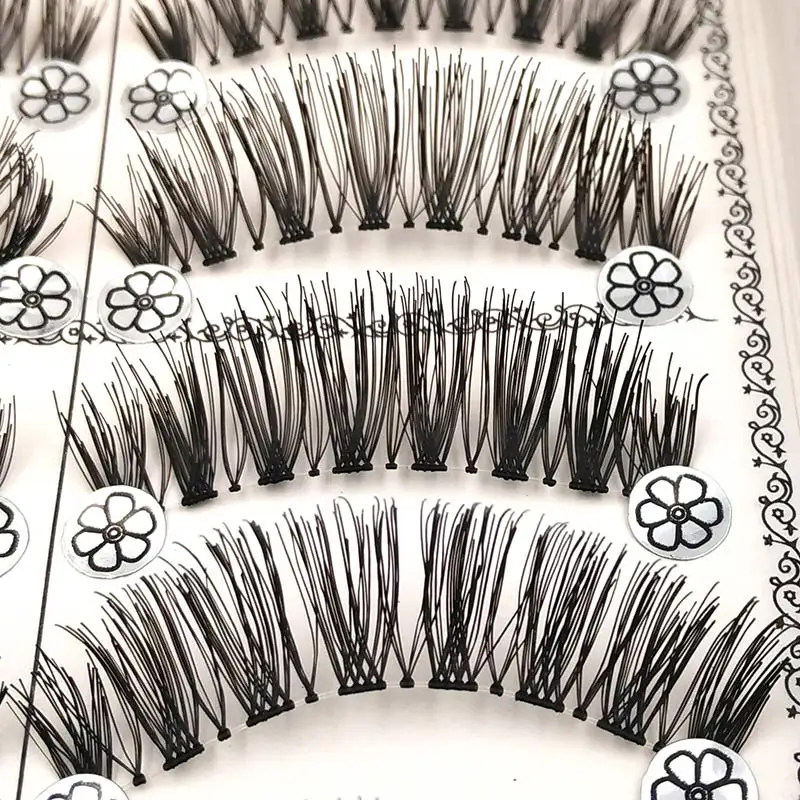 

SHIDISHANGPIN 1 box false eyelashes natural long makeup lashes synthetic hair eyelash extension hand made 10mm Faux Cils
