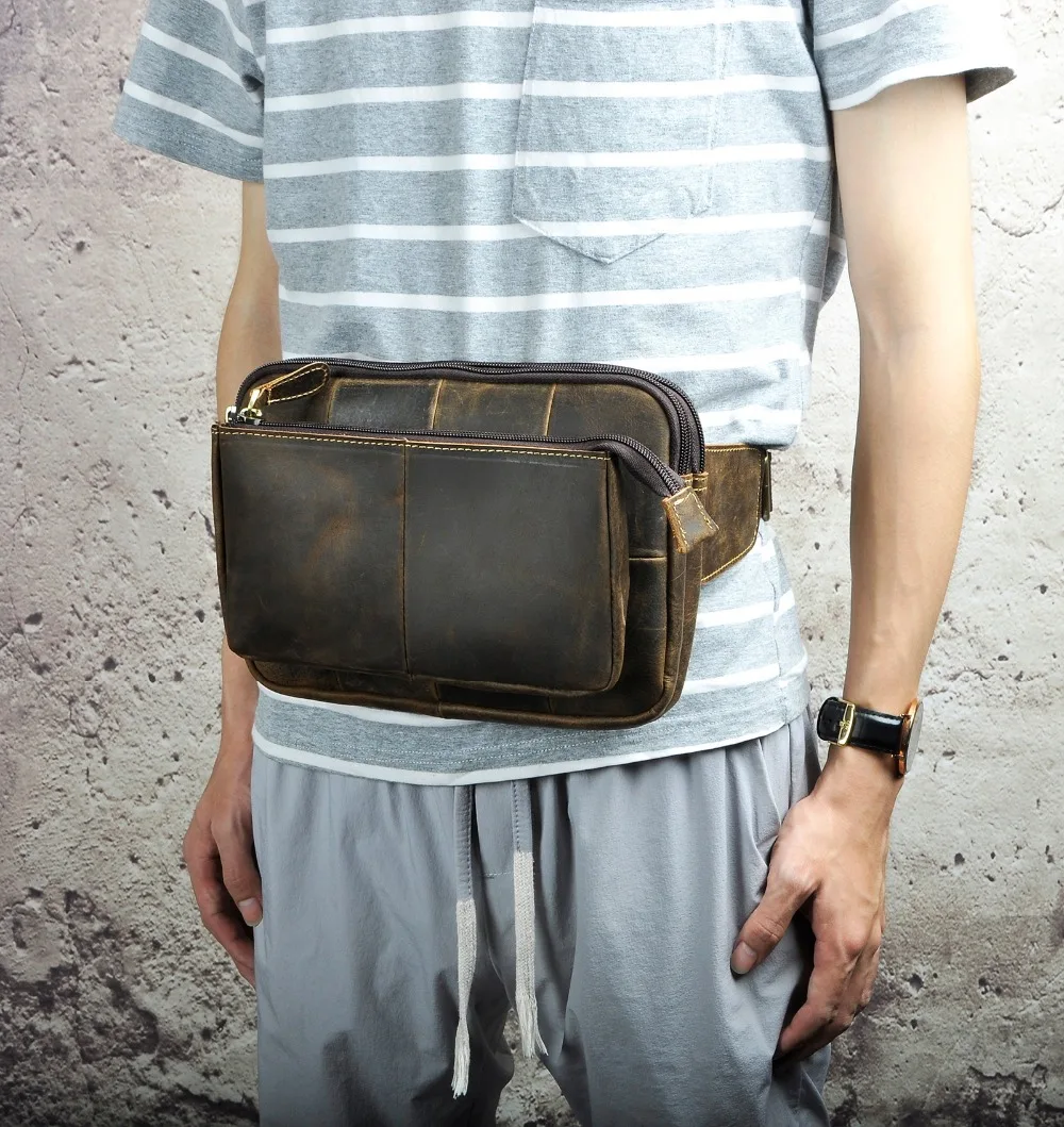 Новая качественная кожаная мужская Повседневная модная сумка на пояс для путешествий, нагрудная Сумка-слинг, дизайн 8 дюймов, чехол для телефона и планшета, мужской чехол 2100