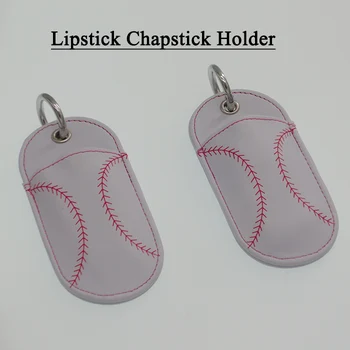 

Baseball Softball Leather Chapstick Holder Keychain FREE DHL