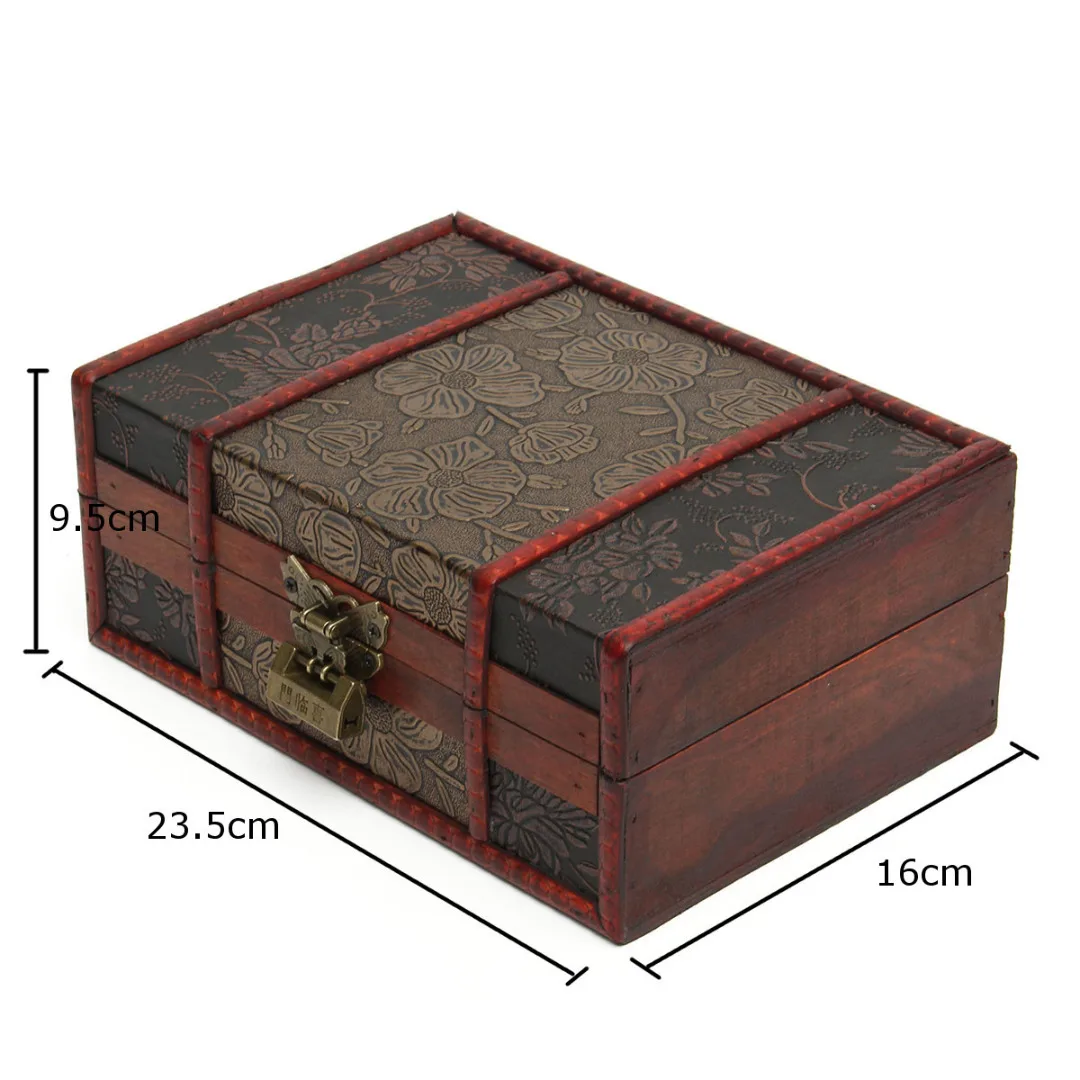 Mayitr Large Wooden Lock Box Decorative Jewelry Lock Chest Handmade