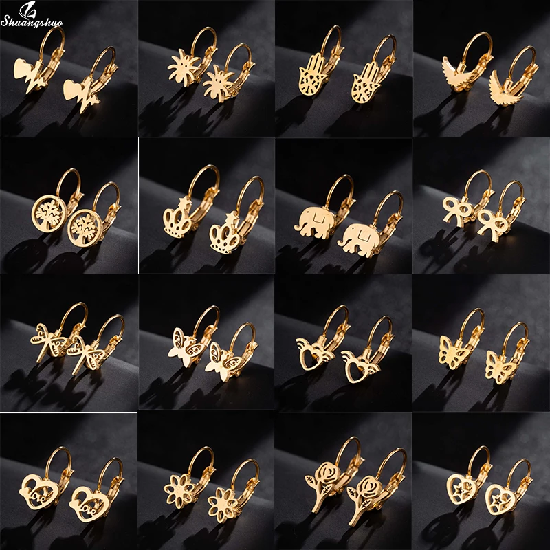 

Shuangshuo Fashion Punk Bohemia Earrings Jewelry Gold Cute Animal Stainless Steel Stud Earring for Women Girls Christmas Gifts