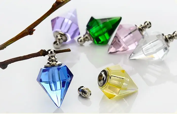 

10pieces 14x19mm colorful screw cap top seal spike Crystal Ball Perfume bottle screw top seal popular necklace Pendant