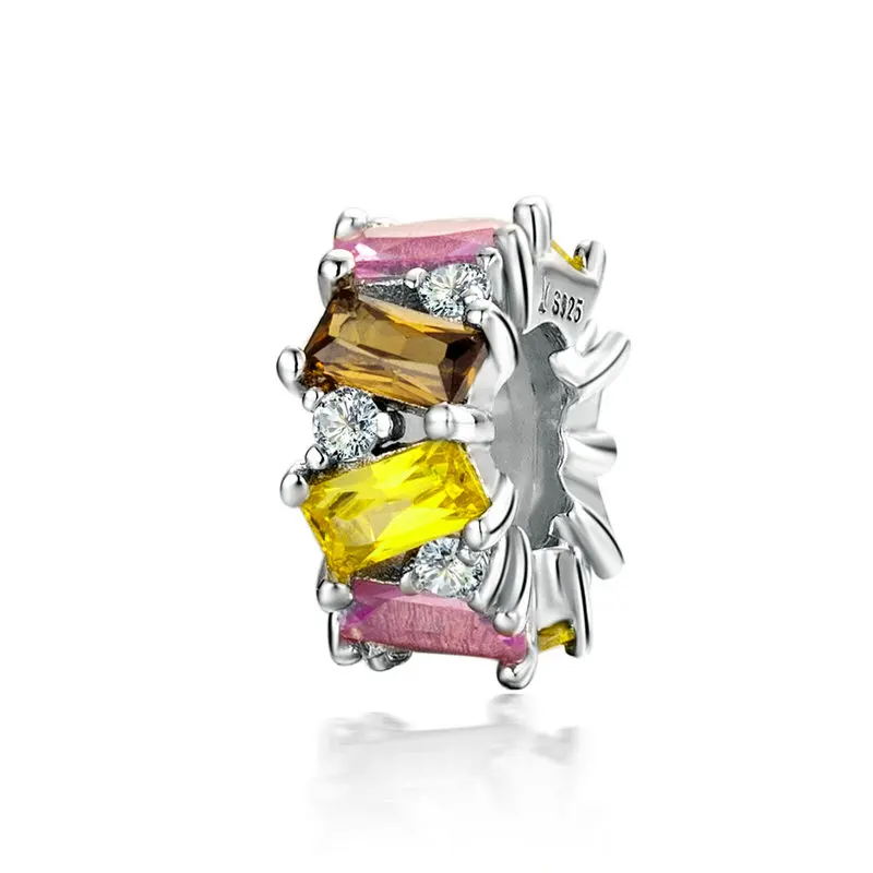 

MOWIMO Multi-Color Crystal Stoppers Spacer 925 Sterling Silver Beads Charm Fit Original Pandora Bracelet Jewelry Making BKC1182