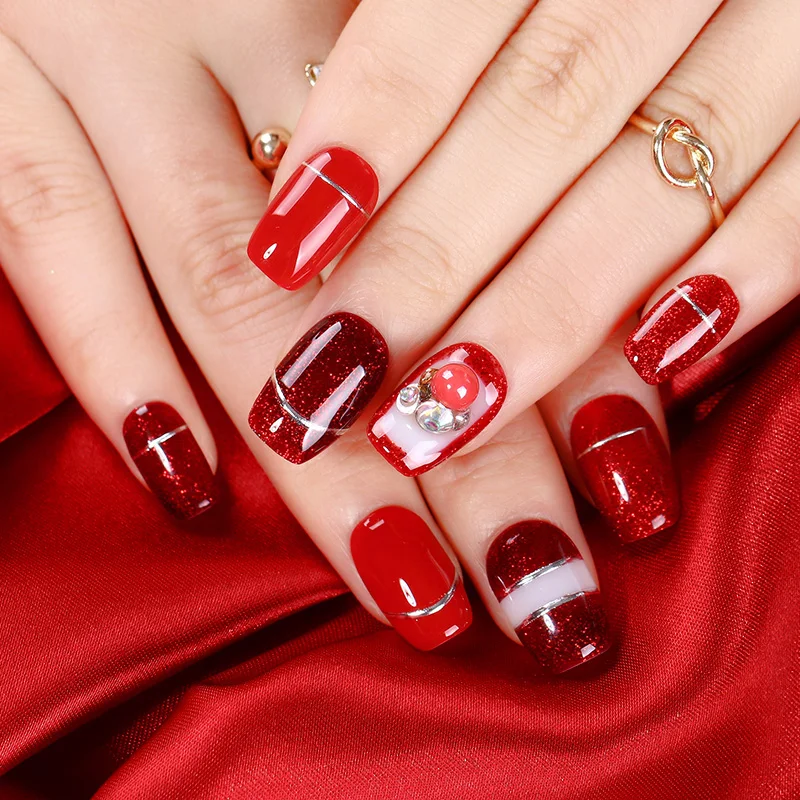 BORN PRETTY Red Sparkle лак для ногтей с блестками Блестящий отмачиваемый маникюр УФ гель 10