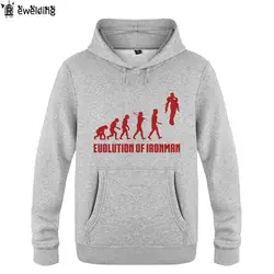 Для мужчин s толстовки эволюции Ironman балахон Для мужчин Забавный флис с длинным рукавом мужская Толстовка Пуловер Moleton Masculino зима