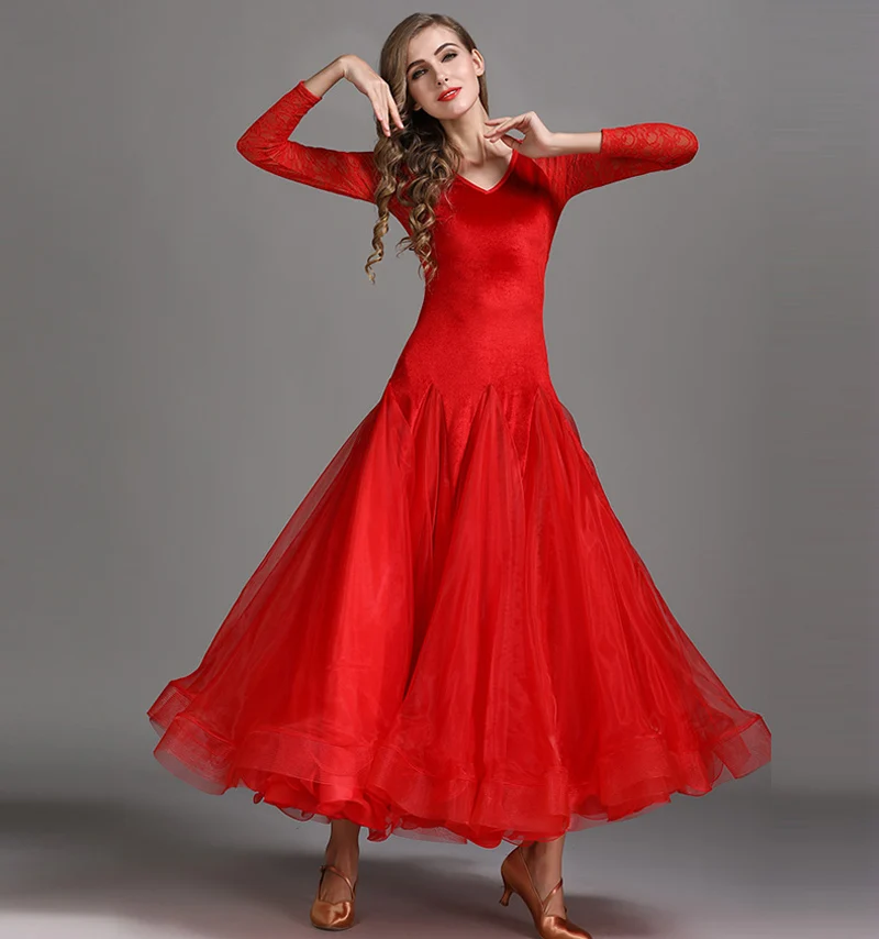 Standard Ballroom Dance Dresses Adult 2020 New Desigh Long Sleeve Waltz