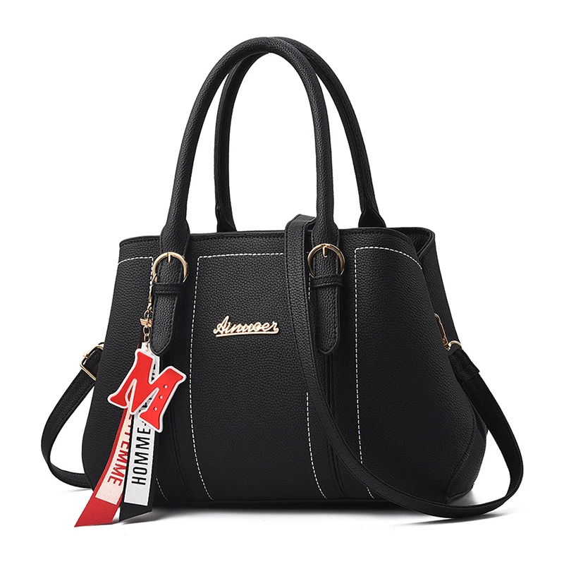 

Pu Leather Office Ladies Solid Shoulder Bags Fashion Women Regular Size Handbags Girl Top Handle Bag Long Strap Corssbod Bag