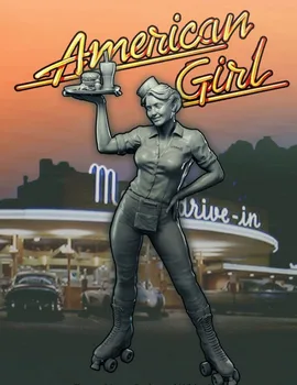 

1/18 90MM American Girl stand modern 90MM Resin figure Model kits Miniature gk Unassembly Unpainted