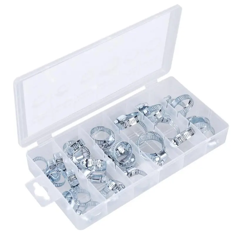

34pcs Stainless Steel Drive Hose Clamp Household Pipe Tube Hose Clamp Car Vehicle Throat Hoop Sets with box